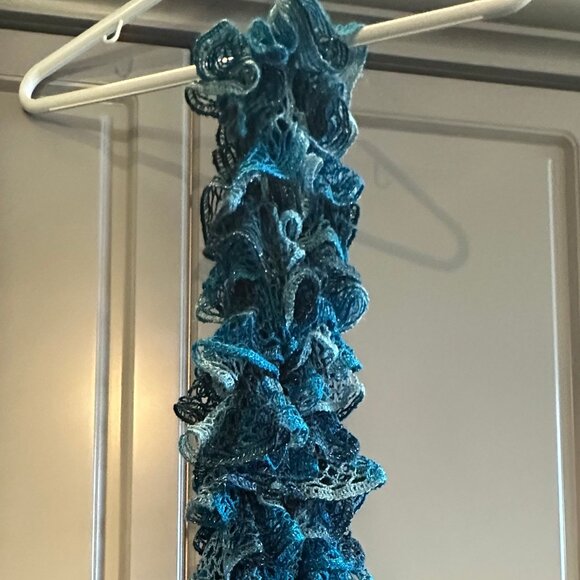 Blue Glitter Ruffle Scarf - Picture 3 of 3